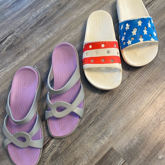 CROCS Shoes - 2 Pairs! CROCS Sandals Good Used Condition Womens 9